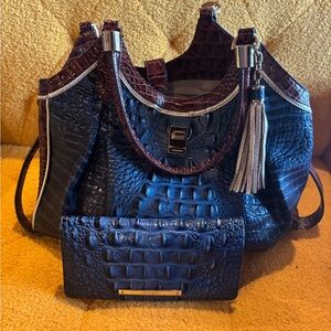 Brahmin Black and Brown Woven Leather Shoulder Bags